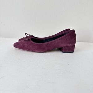 NEW Veronica Beard Cecile Burgundy Suede Low Block Heel Ballet Pumps, Sz 6M